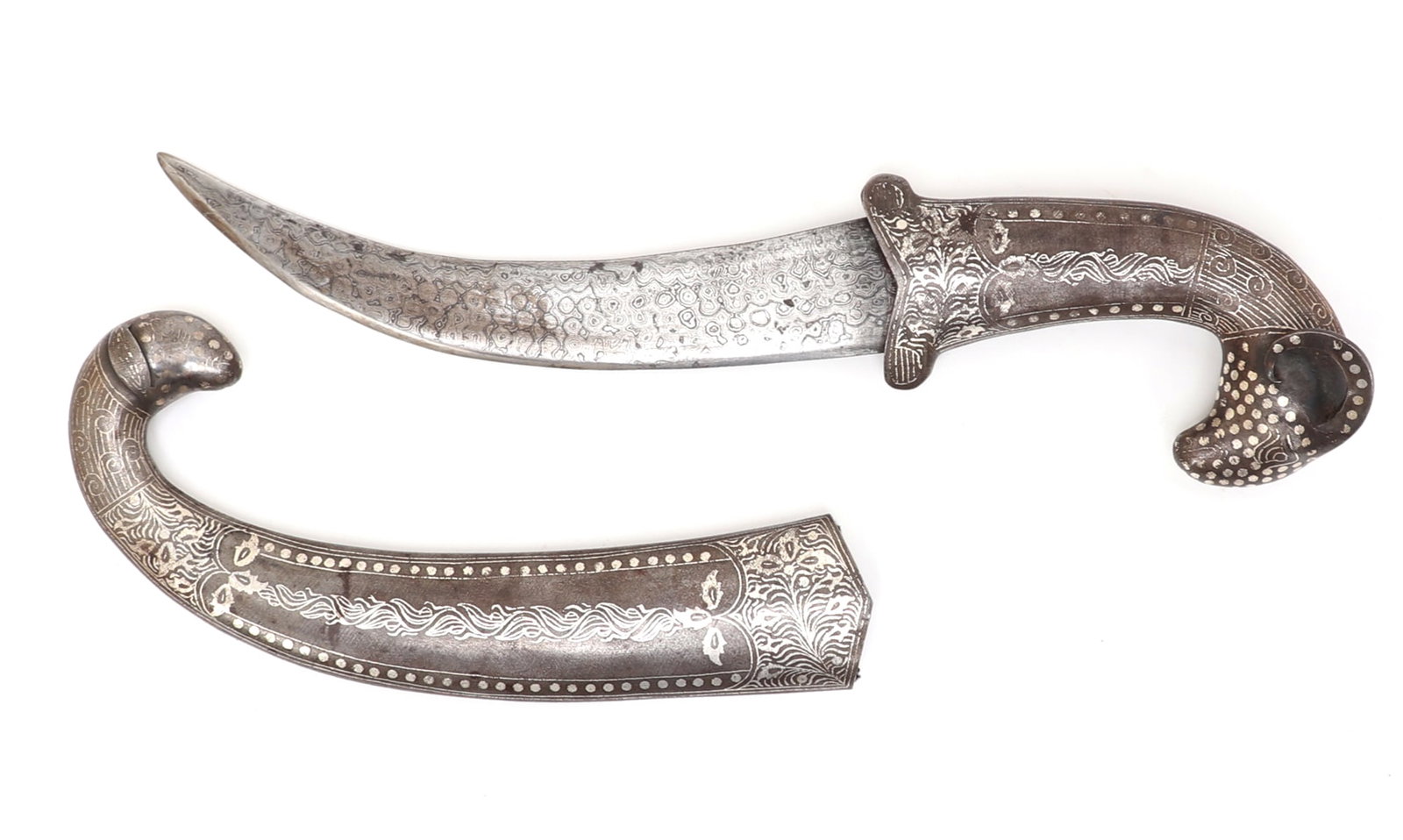 Indian Silver Rams Head Dagger with Scabbard (1 of 10)