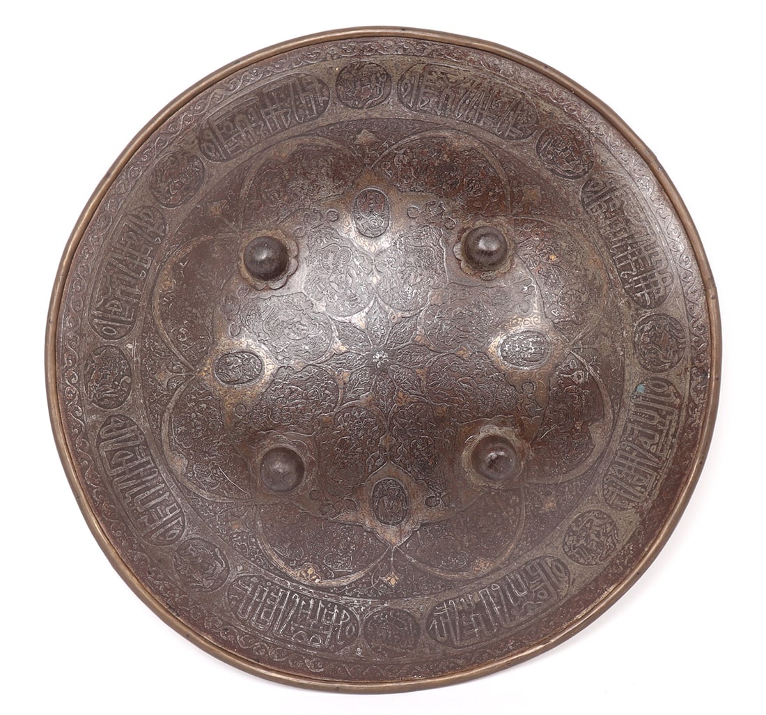 Heavily Detailed Indian Copper & Silver Inlayed Dhal (1 of 7)