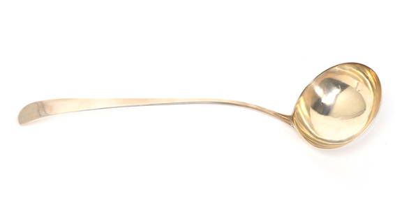 Sterling Silver Punch Bowl Ladle by Hester Bateman 1761-1790: Beautiful large sterling silver spoon or punch bowl ladle with hallmarks reverse, 18th century. Signed by Hester Bateman 1709-1794 the most famous English female silversmith of the 18th century. Heste