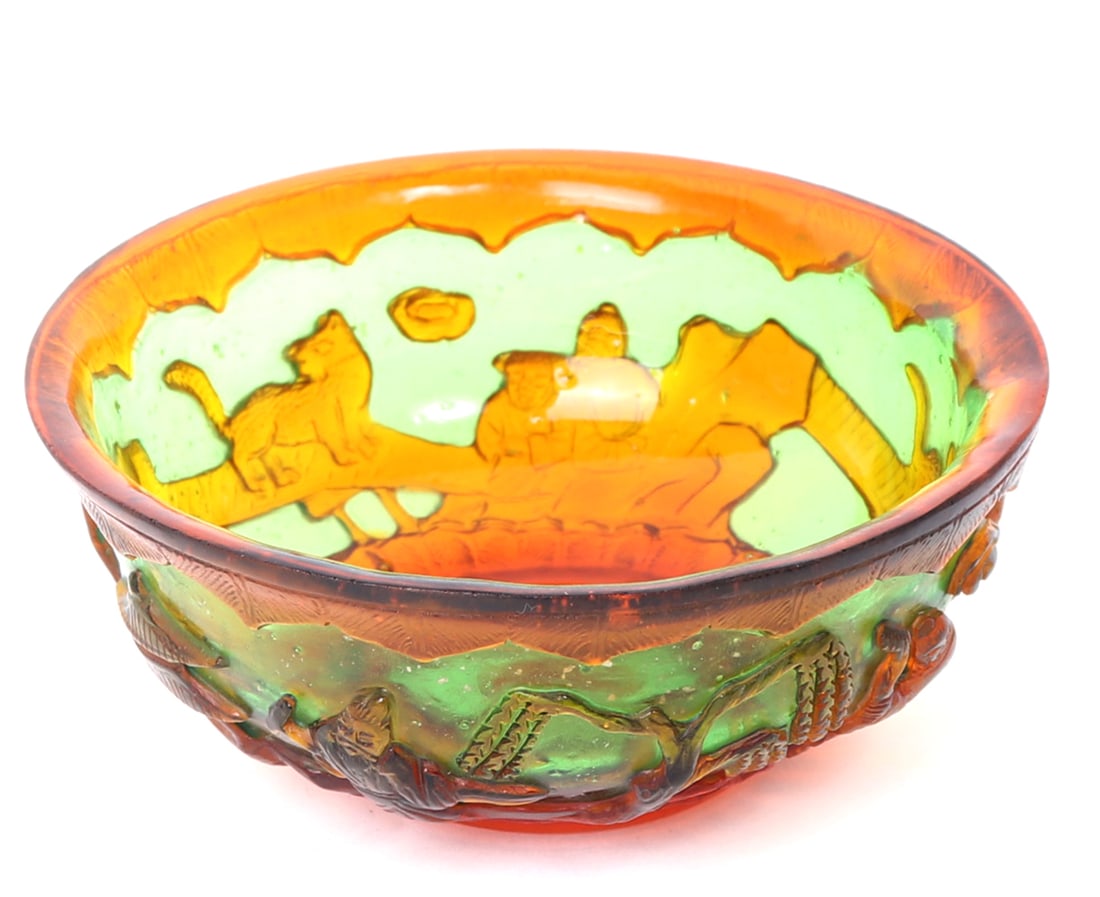 Chinese Rainbow Colored Peking Glass Dish (1 of 8)
