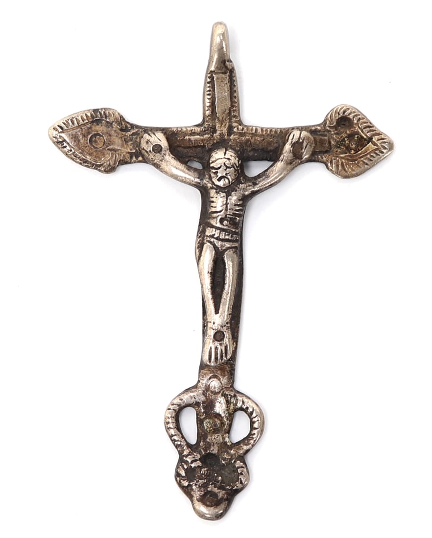 Spanish Colonial Silver Crucifix Pendant, 18th c. (1 of 3)
