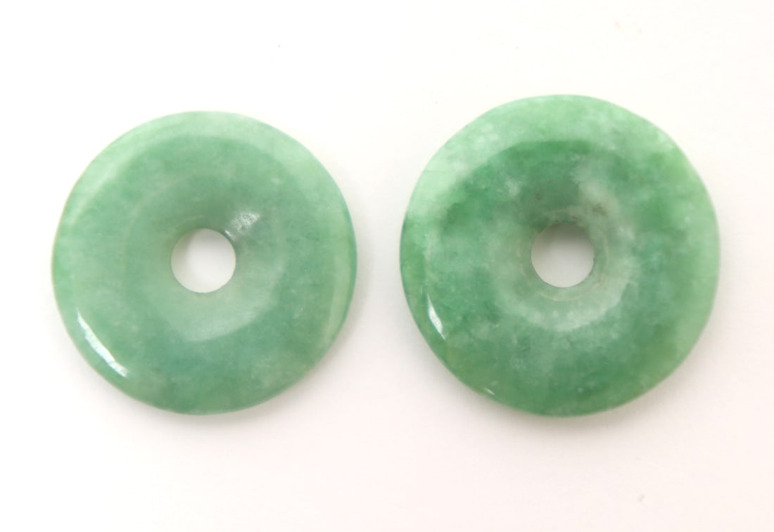 Chinese Jadeite Jewelry 'Bi' Disc Pair, 7grams (1 of 7)