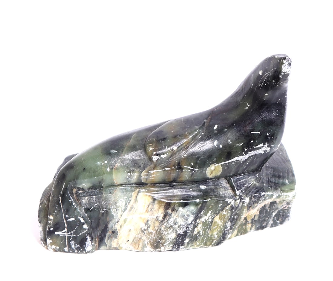 Alaskan Carved Soapstone Seal,  Signed (1 of 7)