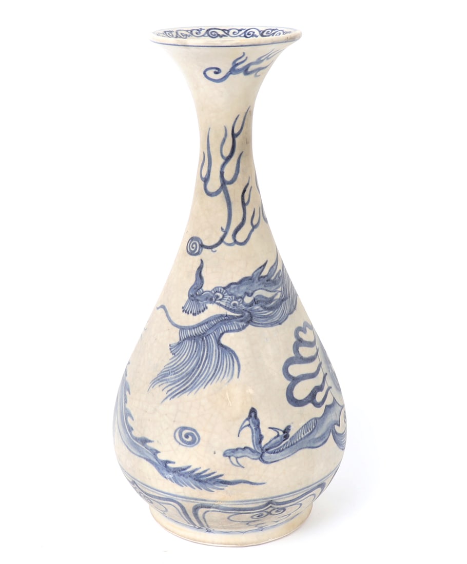 Blue & White Chinese Pear Shaped Vase (1 of 6)