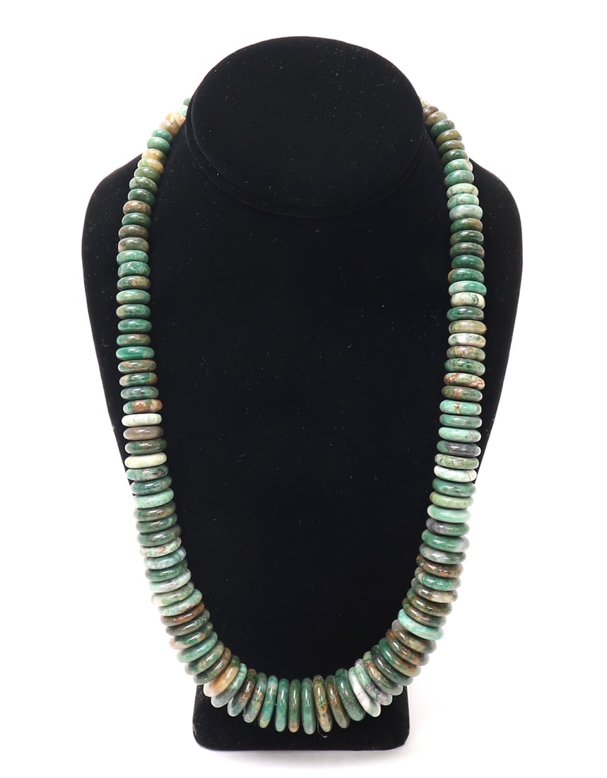 Gorgeous Green Marbled Jadeite Bead Necklace (1 of 6)