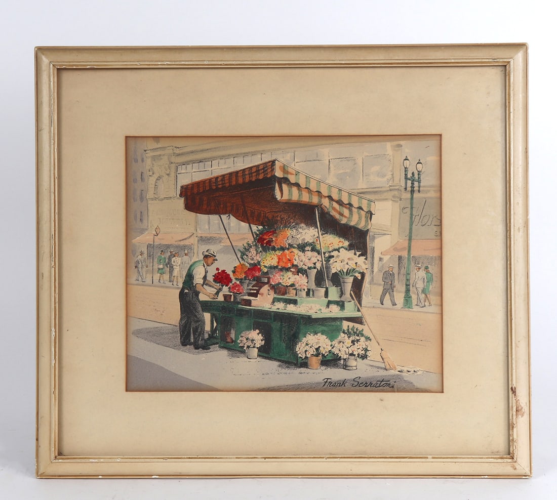 'Frank Serratoni' (1908 -1970) Flower Stand Lithograph (1 of 4)