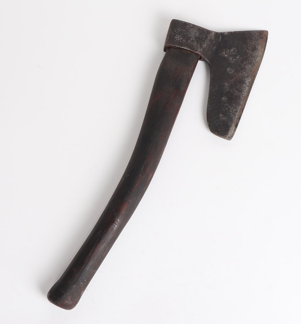 'Goosewing' Axe 7-Star, Circa 1800s: Goosewing axe with embossed 7 star circa 1800s. Measures 19" L, blade edge is 7" L**Please Note - Scollard Auctions is closed until Jan. 2nd 2025, winning lots will not be shipped until Jan 2nd 2025**