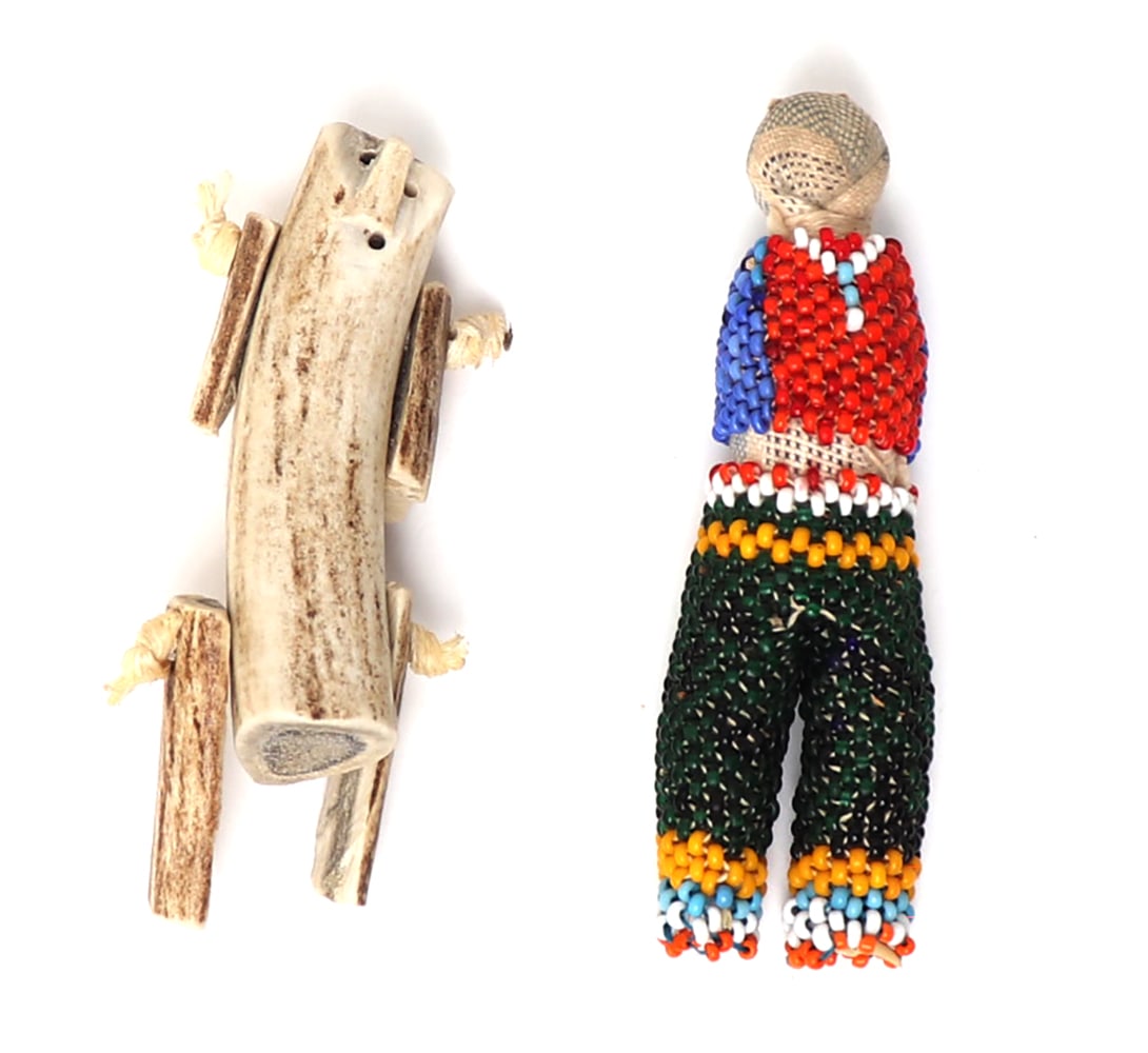Inuit Antler Doll & Zuni Beaded Doll, Miniature (1 of 8)