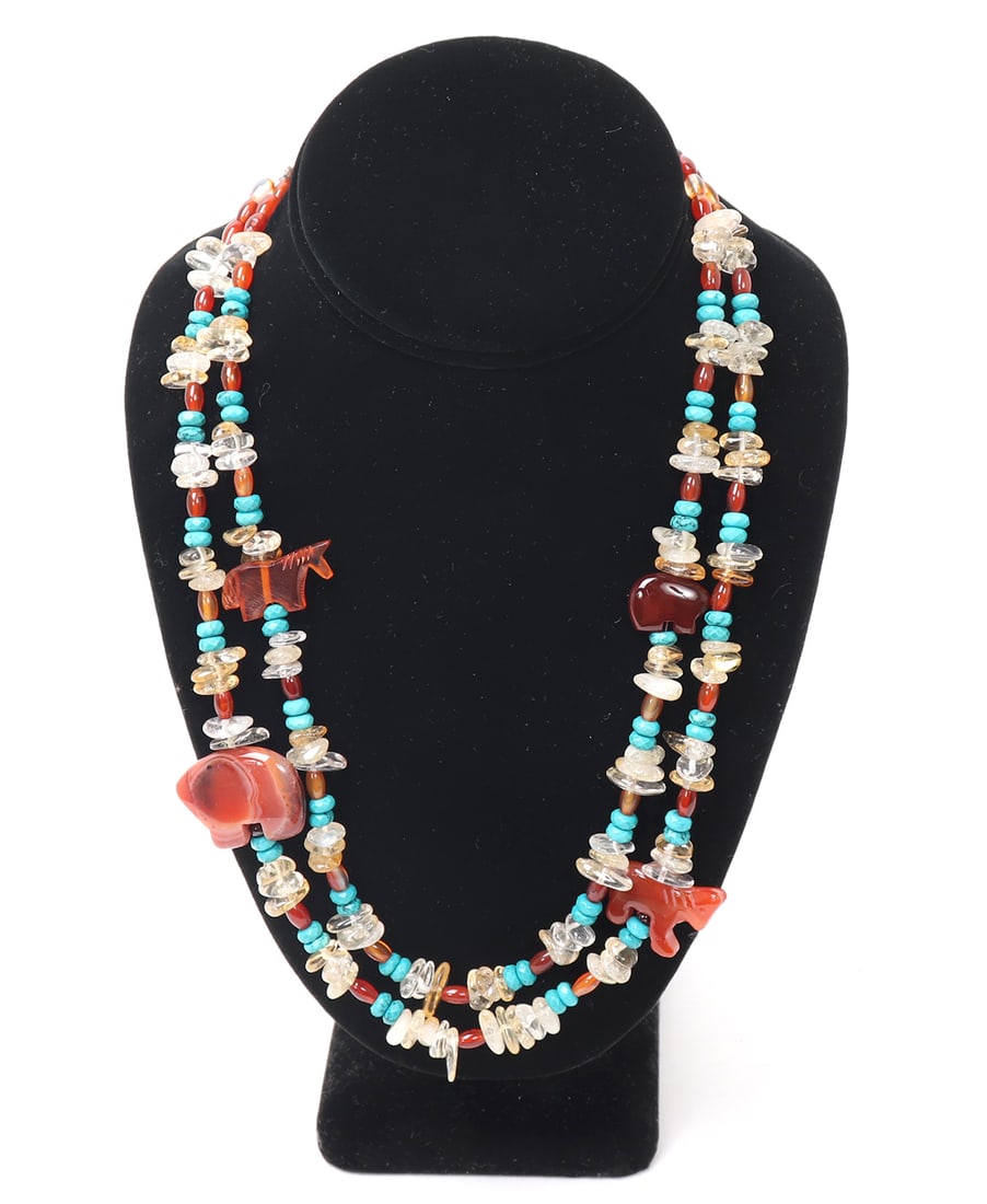 Gorgeous Amber, Carnelian & Turquoise Necklace (1 of 6)