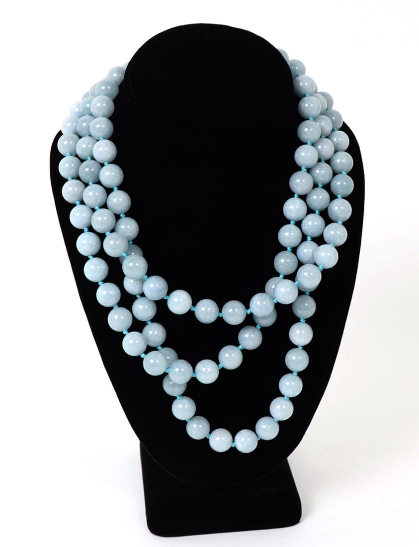Gorgeous Triple Strand Aquamarine Necklace (1 of 3)