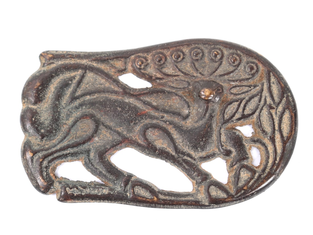 Chinese Bronze Feline in Combat Belt Plaque (1 of 2)