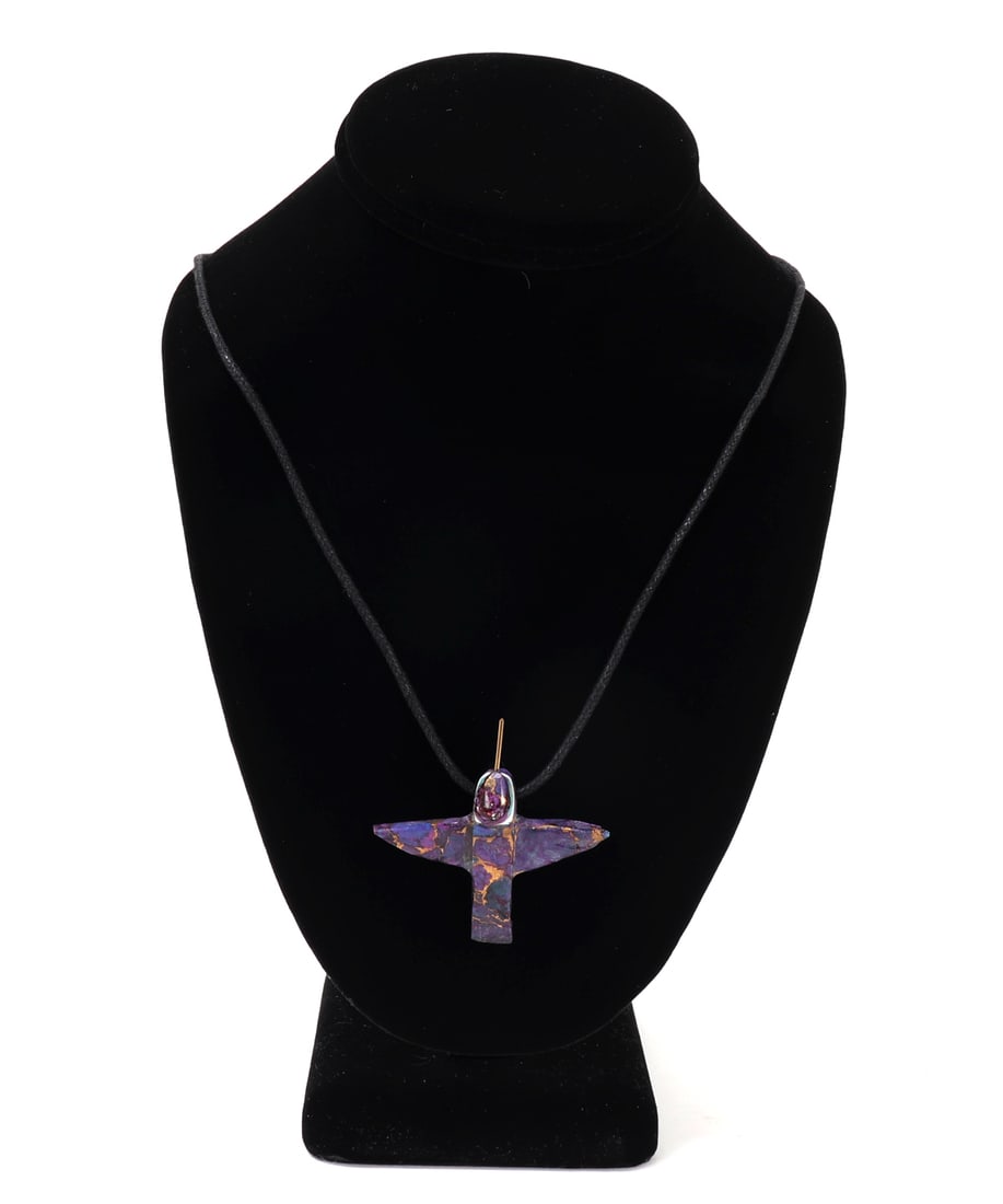 Stunning Purple Mohave Copper Turquoise Hummingbird Necklace (1 of 6)