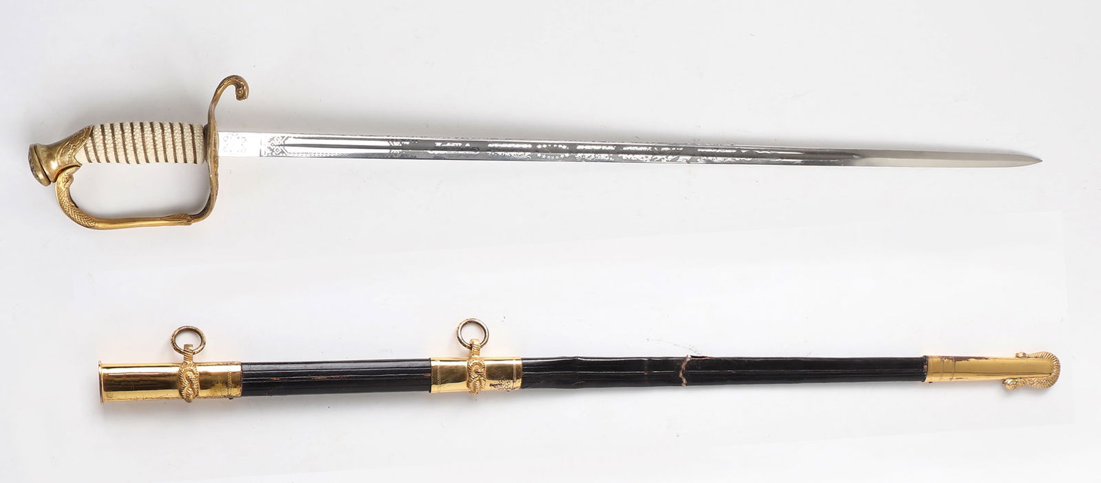 USN Officers sword & Scabbard  M-1852, Signed Wolf Brown (1 of 11)