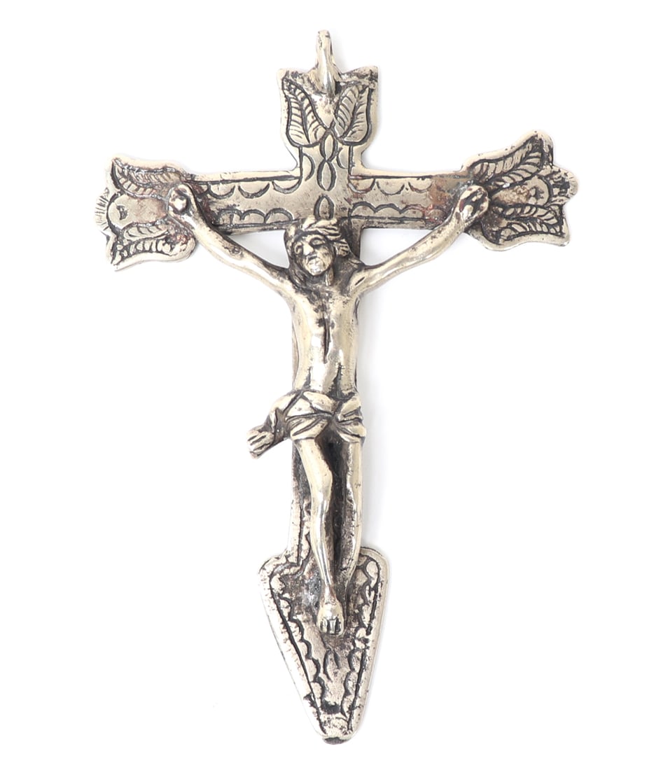 Large Antique Sterling Silver Crucifix, 86g (1 of 5)