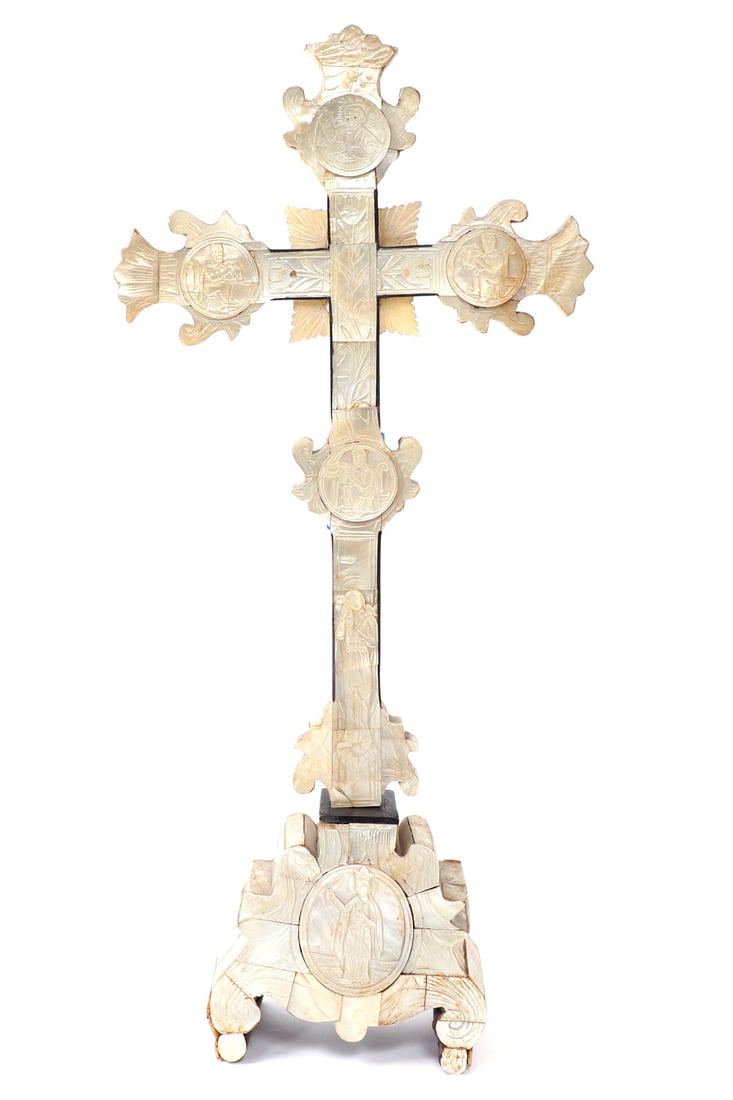 Standing MOP Holyland Jerusalem Cross, 18th-19th C. (1 of 8)