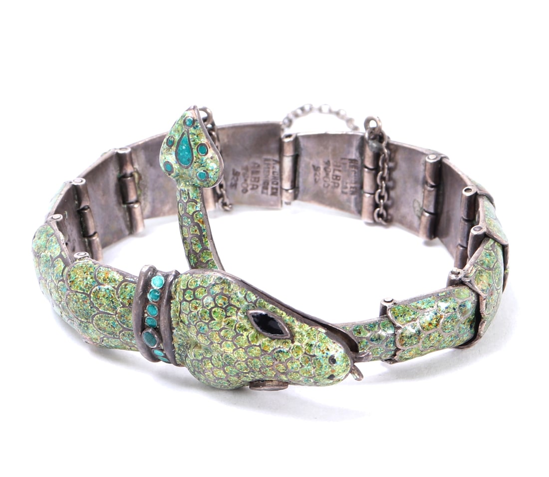 Taxco Sterling Enamel Snake Bracelet (1 of 8)