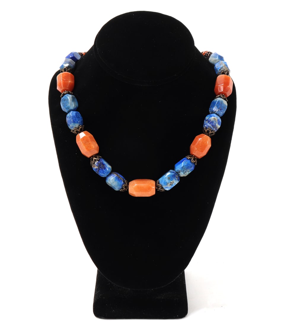 Gorgeous Lapis Lazuli & Coral Agate Necklace (1 of 6)