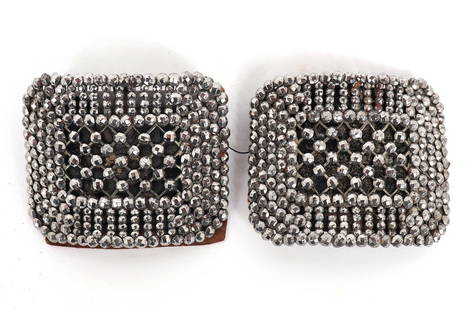 Original Pair of French Steel Cut Shoe Buckles: Pair of steel cut shoe buckles, French circa 1900 - 1925 also known as " boucles de chaussures ". French nobility and aristocracy frequently wore elaborate shoe buckles as part of their formal attire.