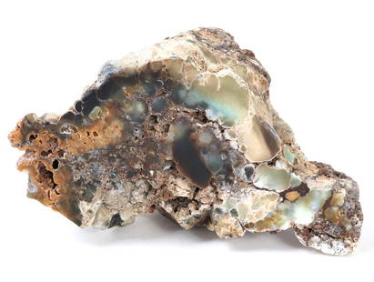 Gorgeous Australian Raw Opal: Beautiful large section of raw opal mineral specimen from Australia. Bright blue, green and brown coloring throughout. Size 8 1/4" L, weight 3 lb. 10.4 oz