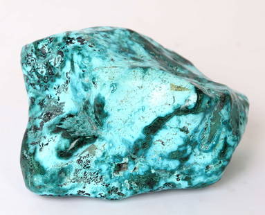 Natural Malachite & Chrysocolla Polished Specimen: Lovely almost aquamarine light green natural malachite specimen. Beautiful marbling throughout. This would make a great addition to any collection, or as a gift for anyone going through emotional pain