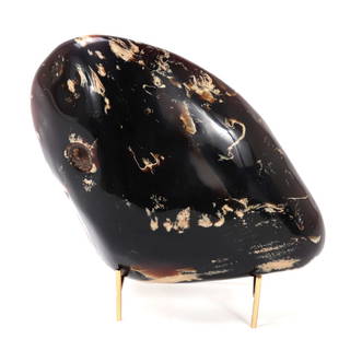 Gorgeous Large Section of Ancient Amber w/Stand: Wonderful all natural ancient fossilized amber specimen. Lovely natural crystal inclusions throughout the entire piece with cream and bright red coloring throughout. Nice translucency when held to sun