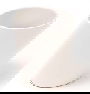 Tall Hand Crafted German Planter Pot: Nice mid-century hand thrown and shaped ceramic white matte glazed planter pot for succulents or trees that don't require drainage. Made in Germany with modern added soft feet to the base for stabiliz