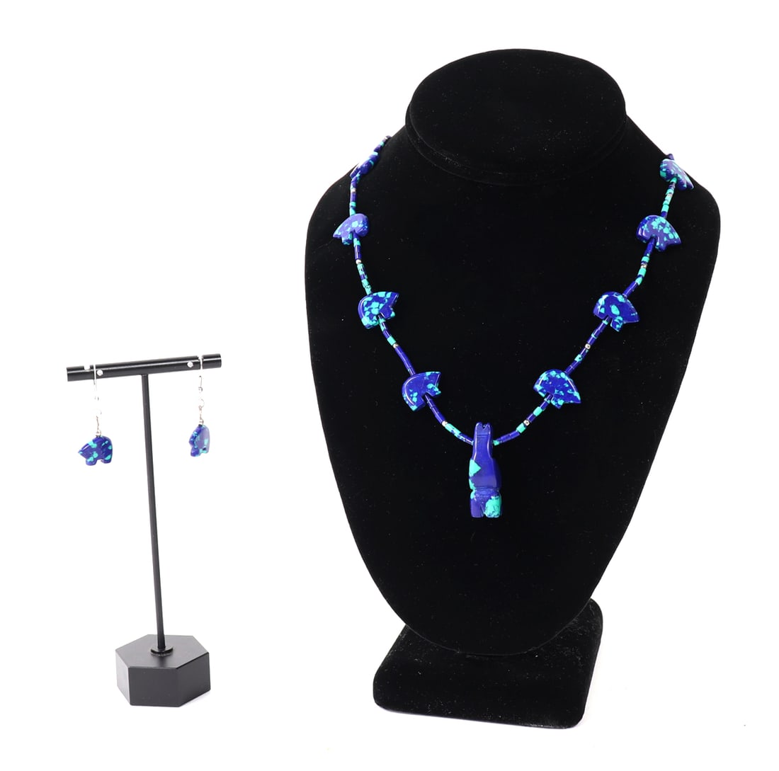 Lovely Lapis Lazuli Bear Necklace & Earrings Set (1 of 4)