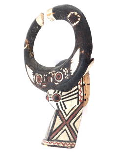 Bwa Ceremonial Buffalo Mask: Bwa people of Burkina Faso and southeastern Mali in West Africa. Hand carved wood ceremonial buffalo mask used by the Bwa people in rituals and celebrations, representing a protective bush spirit. Geo