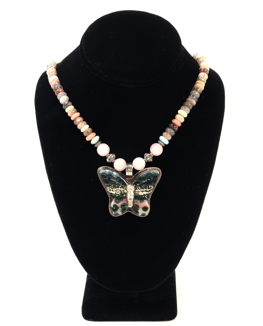 Stunning Rhodonite & Multi-Gem Butterfly Necklace (1 of 7)