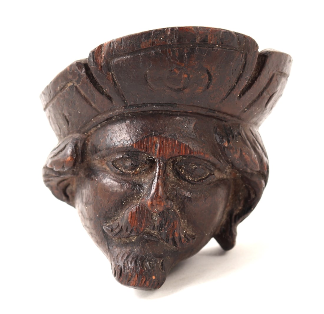 Carved Oak Head, 16th-18th C. (1 of 6)