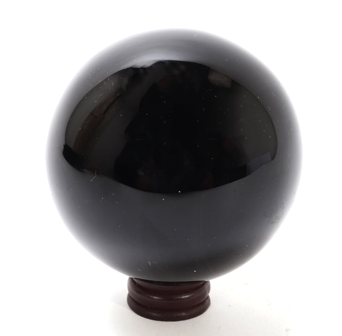 Lovely All Natural Obsidian Sphere on Stand (1 of 3)