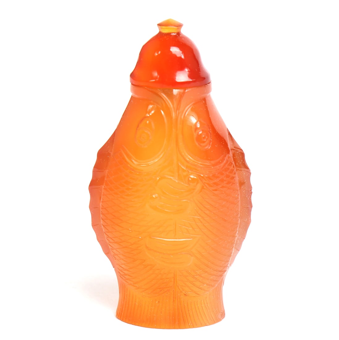 Chinese Orange Peking Glass Snuff Bottle (1 of 6)