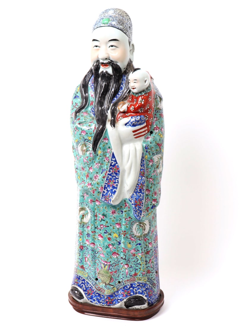 Chinese Famille Rose Porcelain Deity Fu Lu Shou Figure, Republic Period (1 of 6)