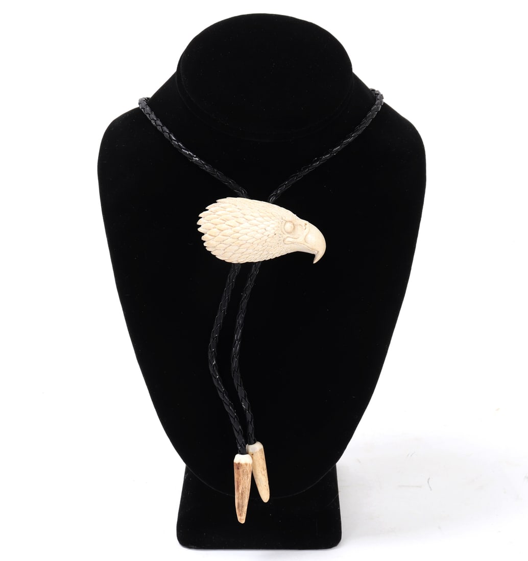 Antler Carved Eagle Bolo Tie (1 of 5)