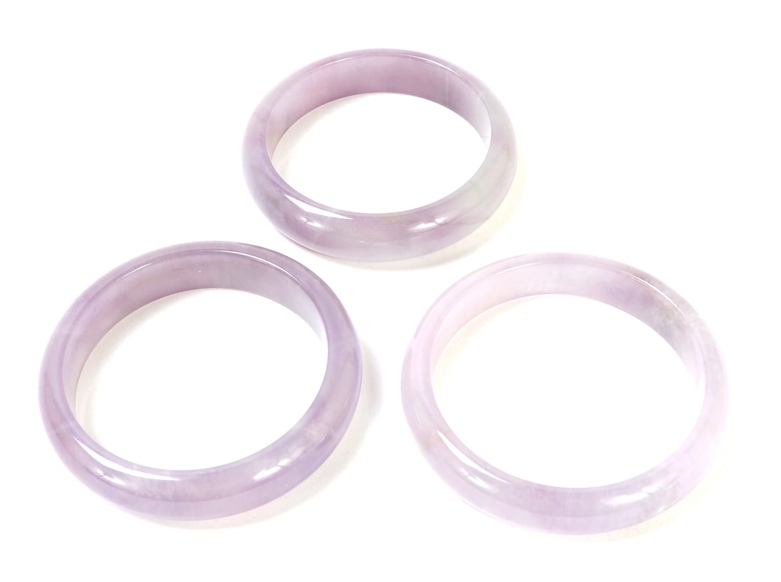 Three Gorgeous Light Purple Jade Bangle Bracelets (1 of 9)
