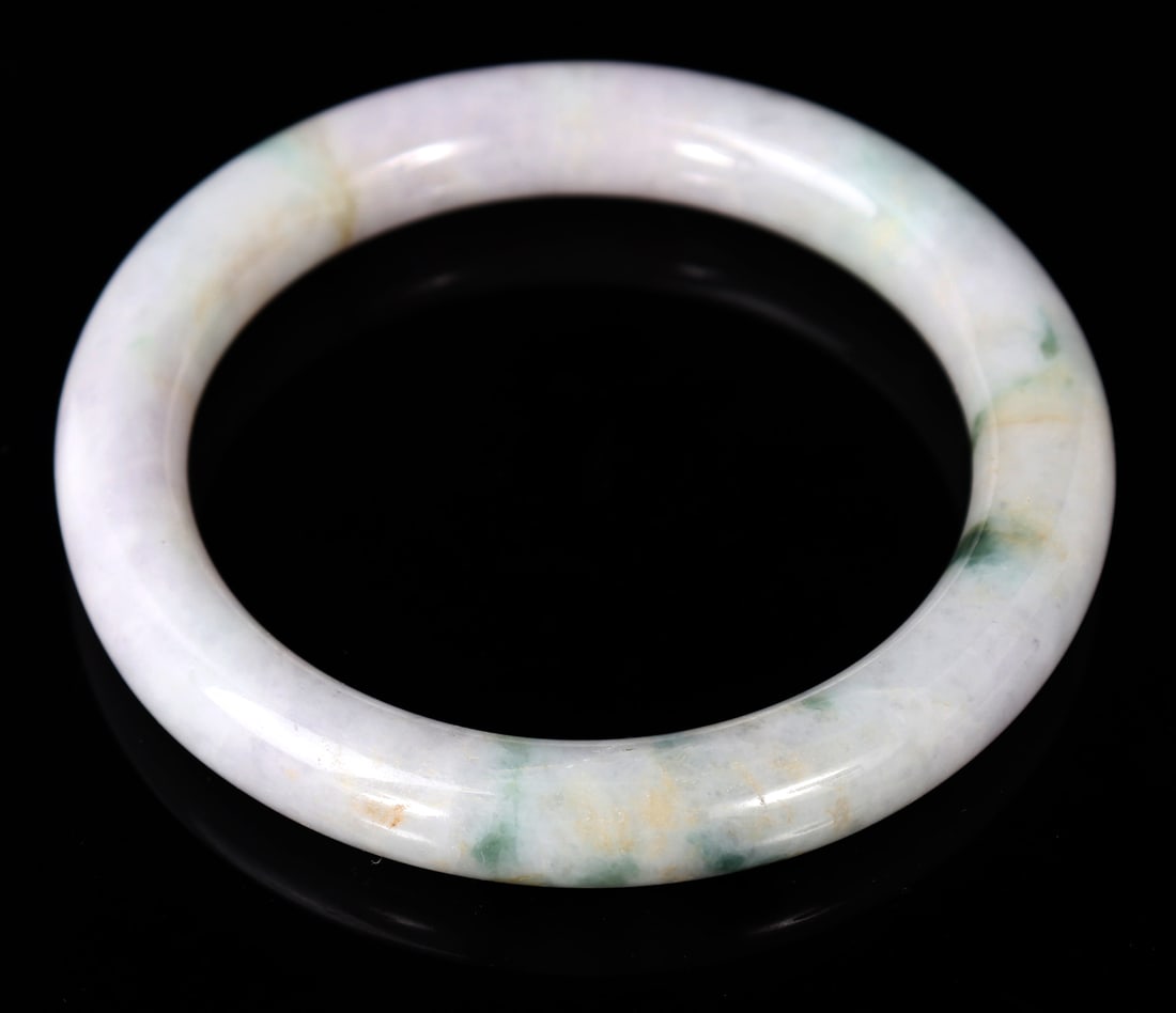 Lovely Chinese White & Green Jade Bangle (1 of 6)