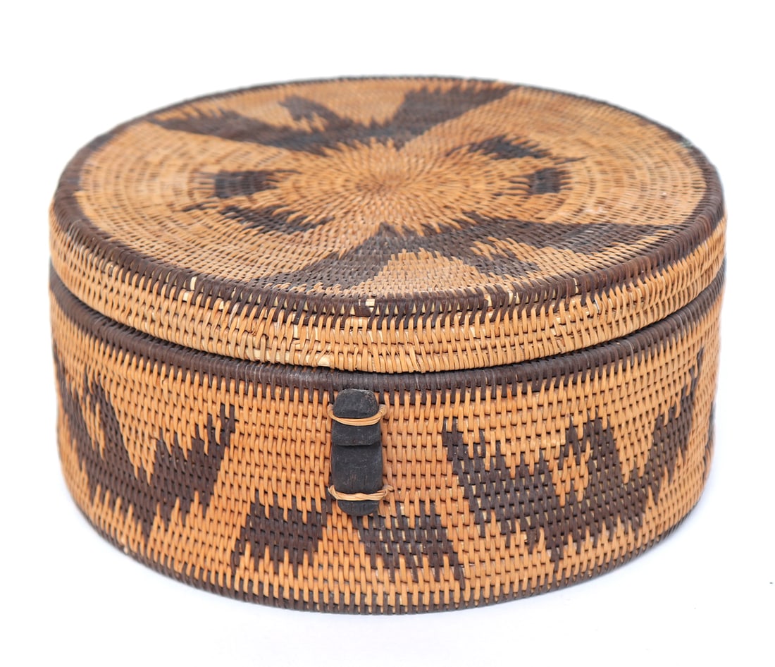 Indian Woven & Lidded Basket with Eagles (1 of 7)