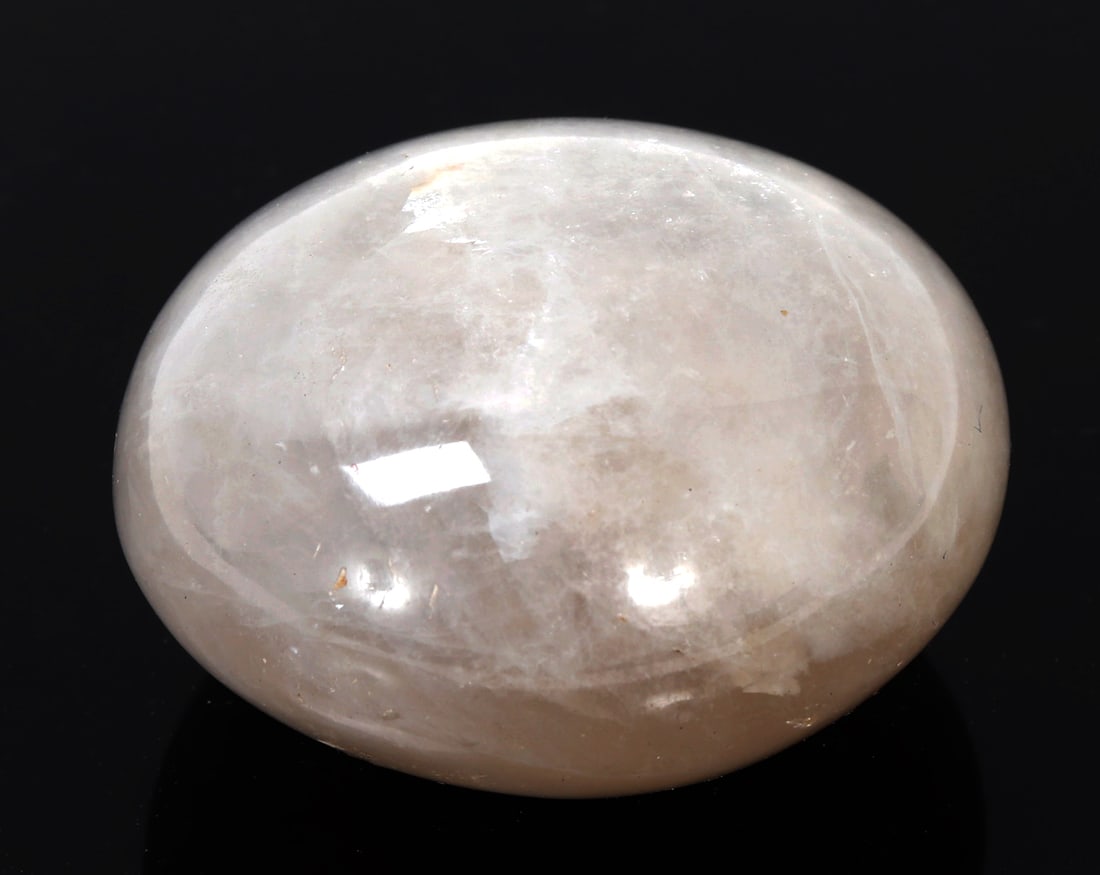 Lovely Heavy Rock Quartz Polished Specimen: Wonderful soft polished rock crystal quartz mineral specimen. Either a shaman stone or a prayer stone based on the size and overall shape. Size 2" W x 2" H, weighs 77 grams