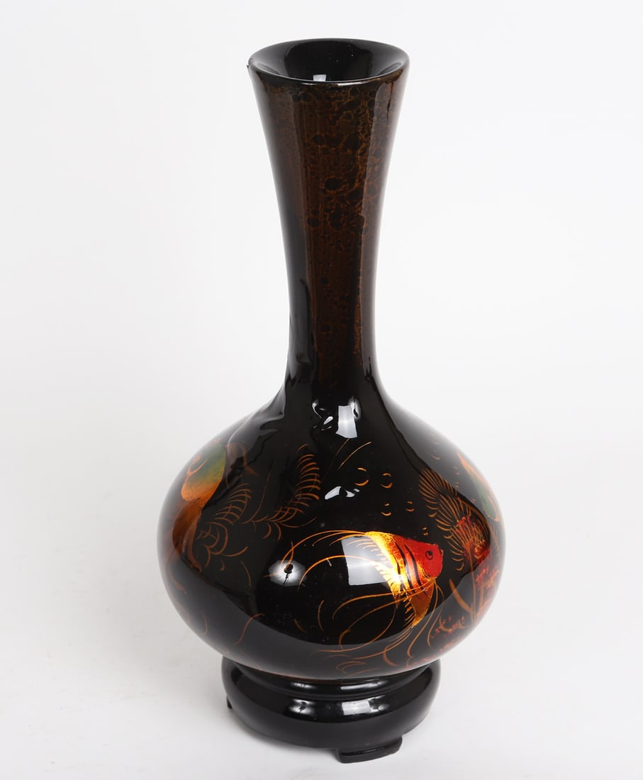 Vintage Japanese Lacquered Fish Vase (1 of 2)