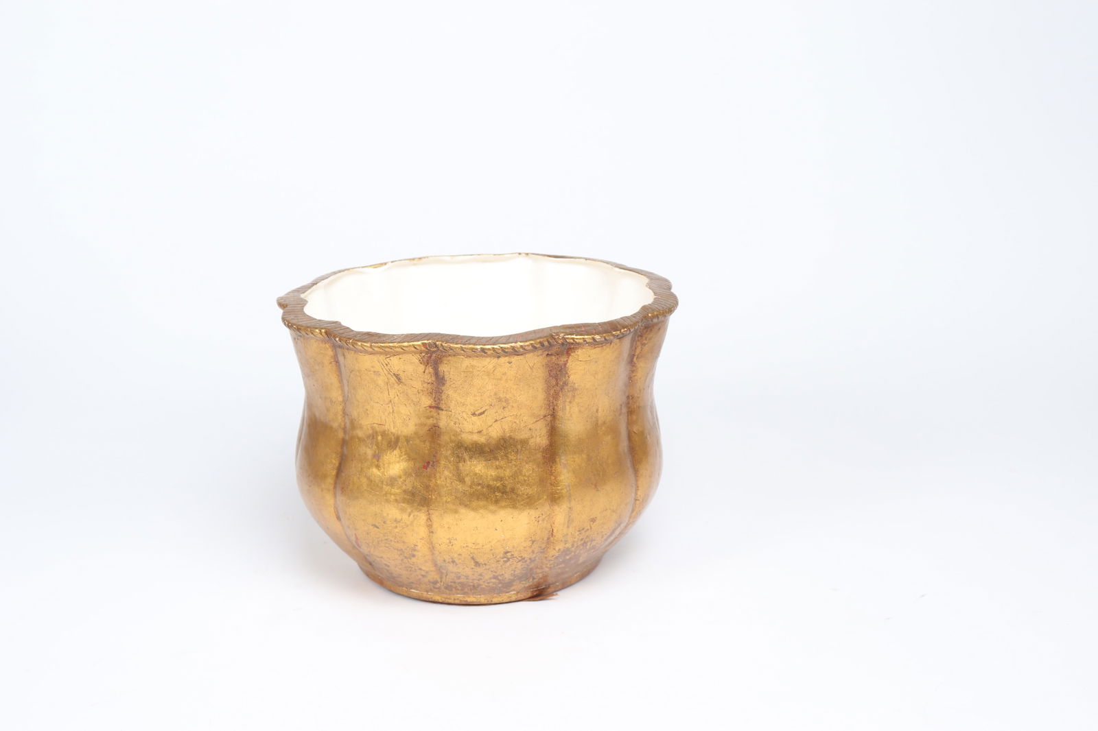 English Ribbed & Gilt Stoneware Vase (1 of 5)