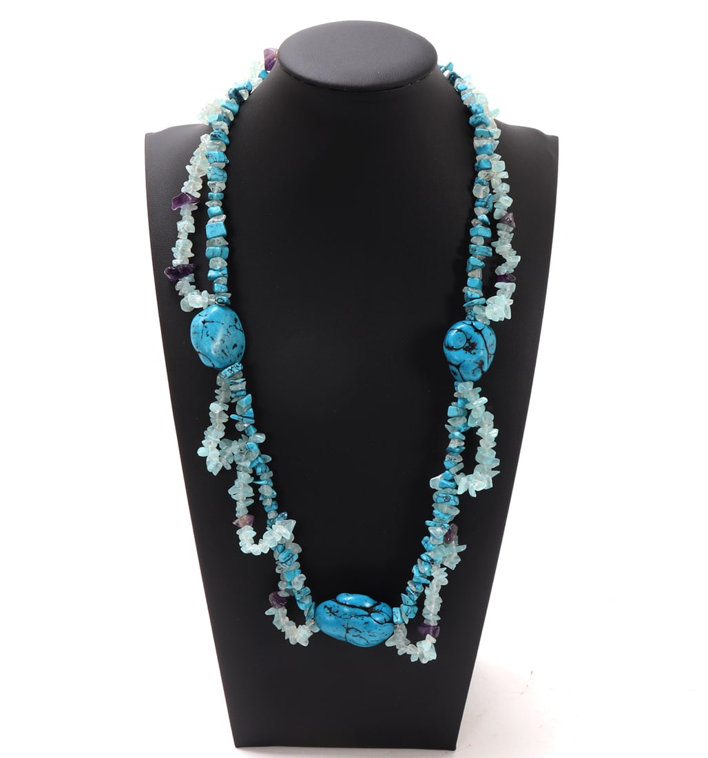 Beautiful Turquoise & Aquamarine Chunky Beaded Necklace (1 of 5)