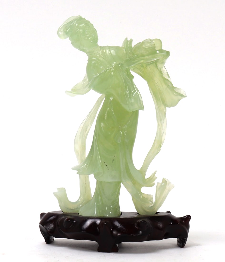 Chinese Serpentine Guanyin Statue with Stand (1 of 7)