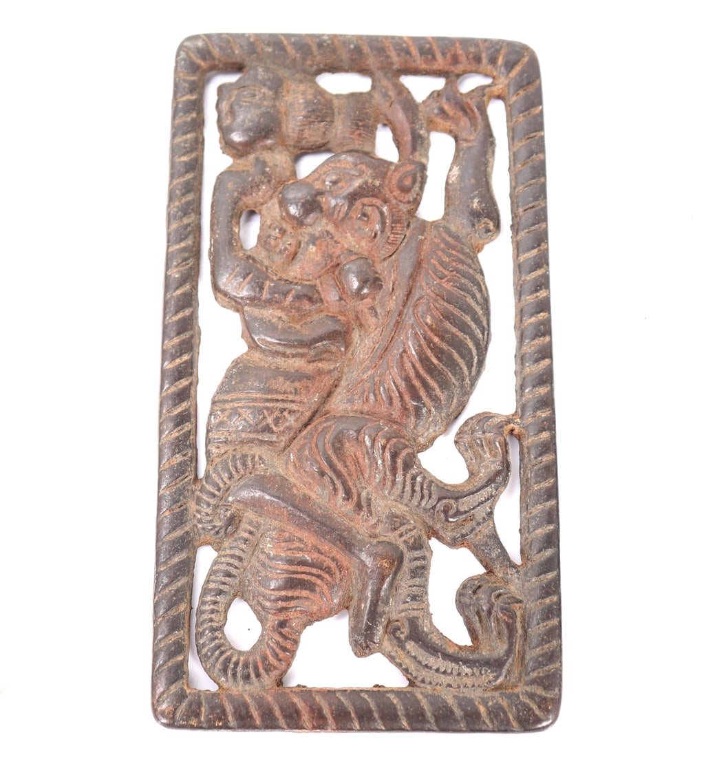 Bronze Chinese Plaque, Rider on Tiger (1 of 3)