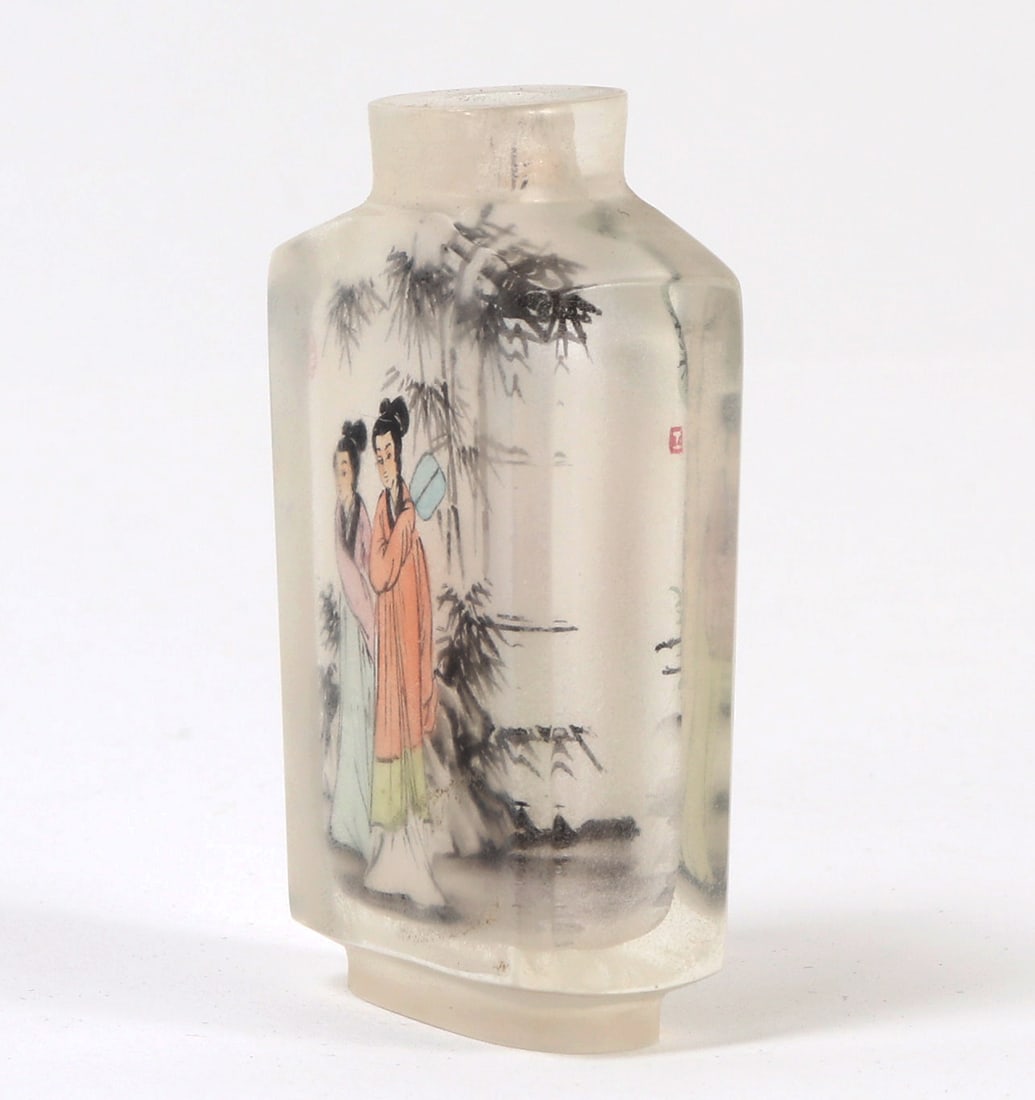 Chinese Rectangular Reverse Painted Glass Snuff Bottle - 2