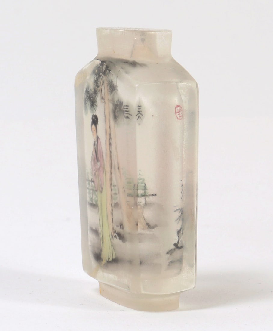 Chinese Rectangular Reverse Painted Glass Snuff Bottle - 4