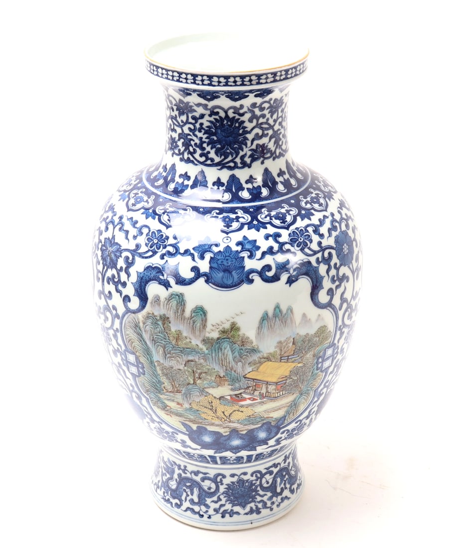 Chinese Blue & White Porcelain Calligraphy Vase (1 of 7)