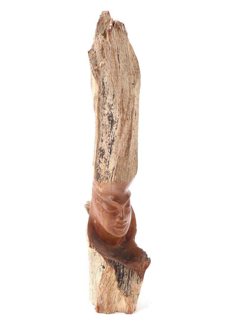 Hand Carved Abstract Wood Bust, Signed (1 of 8)