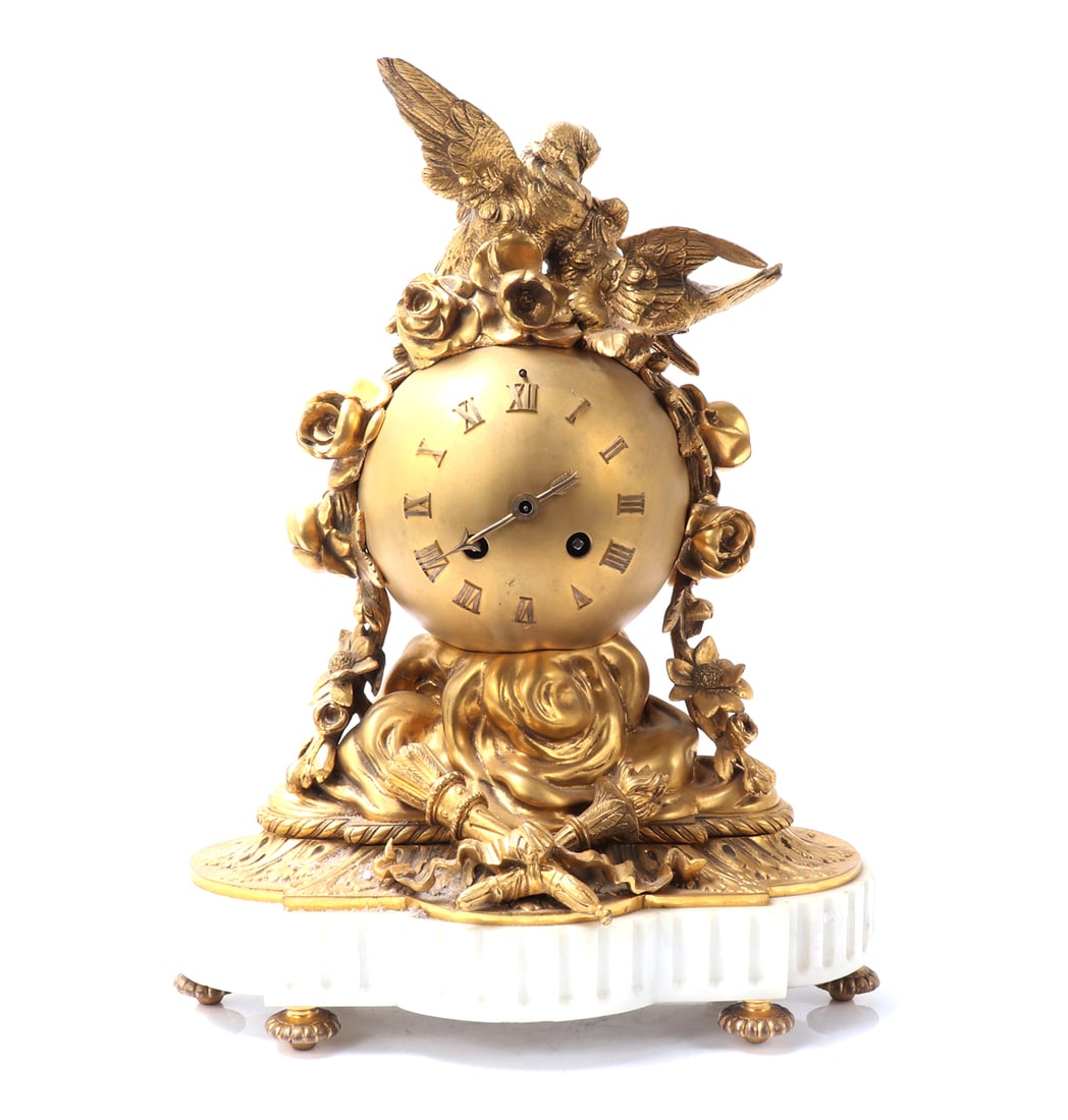 French Ormolu Bronze & Marble Mantle Clock (1 of 11)