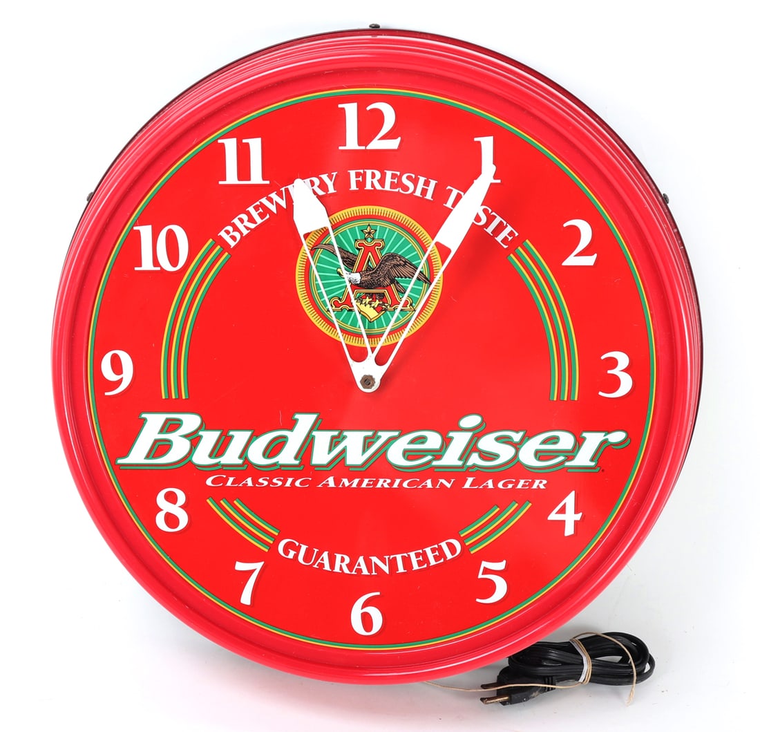 Vintage Budweiser Fluorescent Advertising Clock - 2