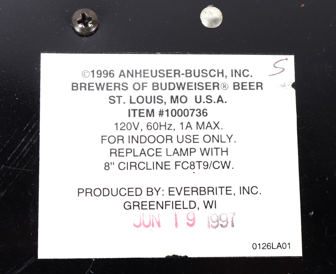 Vintage Budweiser Fluorescent Advertising Clock - 4
